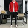 Spring & Autumn Men's Casual Sports Cardigan Jacket & Pants Set - Middle-Aged Workwear or School Uniform
