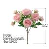 Hot Selling 30cm Rose Pink Silk Bouquet Peony Artificial Flower 5 Big Head 4 Small Bud Bride Wedding Home Party Decorations
