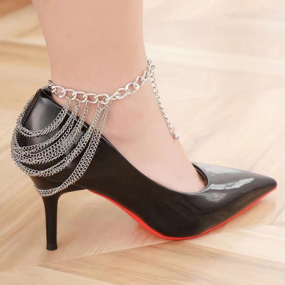 Metal Chain Punk High Heels Anklet Long Tassel Multilayer Anklet Chains  High Heel Shoes
