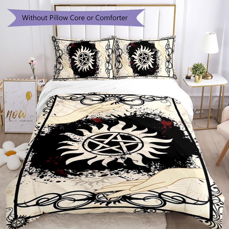 Supernatural 3pcs Bedding Set Duvet Cover Closure Includes 1 Duvet Cover & 2 Pillowcases for All Seasons Bedroom Home Dorm Decor