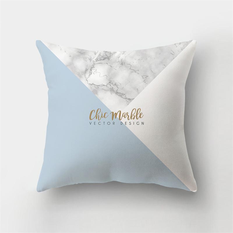 45x45cm Abstract Geometric Print Cushion Cover Marble Pillow Cover Polyester Short Plush Patchwork Sofa Home Decor Cushion Cover