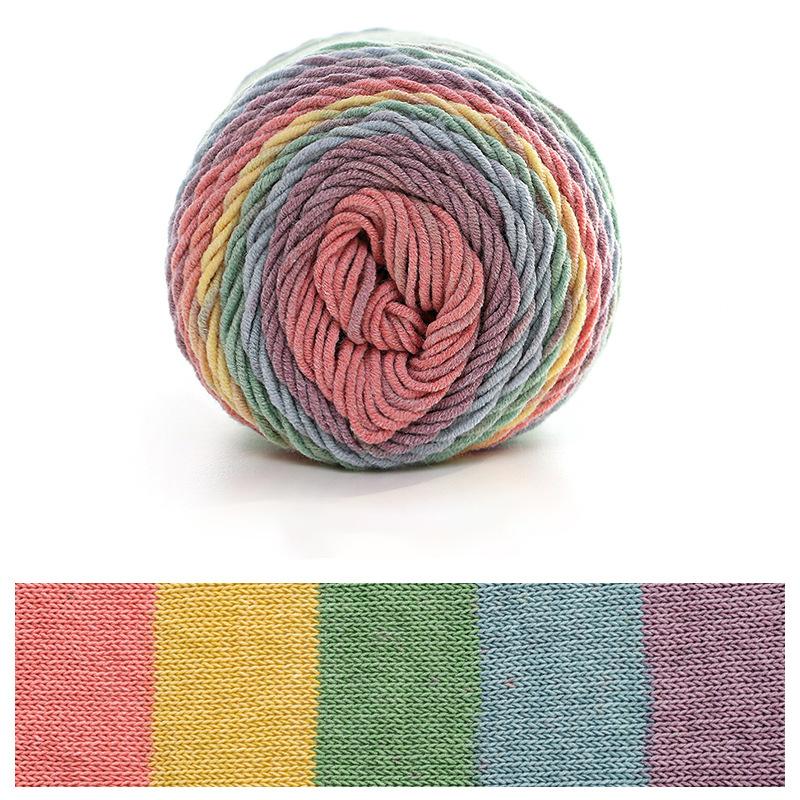 2 Pcs Rainbow Cotton Yarn Segment Dyeing 100g/Ball 5 Strands Of Thick Wool Line DIY Knitting Crochet Sweater Scarf Blanket