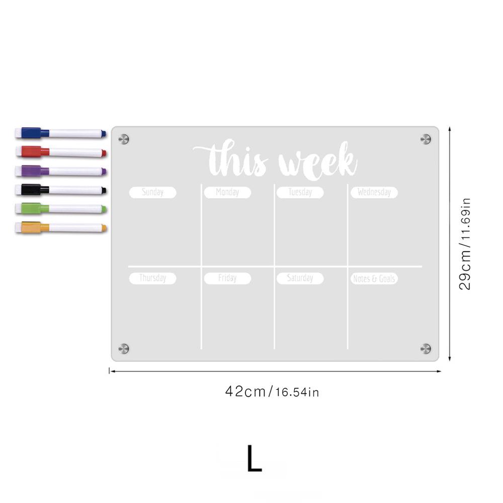 TYU367 Magnetic Acrylic Weekly Memo Board & Planner for Refrigerator
