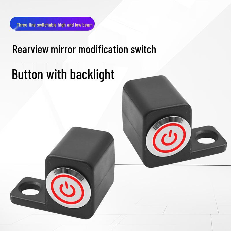 

Waterproof Motorcycle Rearview Mirror Switch for Connecting Spotlights or Headlights, Left and Right Modification. Right Mount - Fluorescent Red