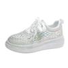 Modne białe srebrne buty Nowe buty na platformie damskie 2024 Jesienne cyrkonie Gruba podeszwa Błyszczące kryształowe trampki Trend Casual Sneakers