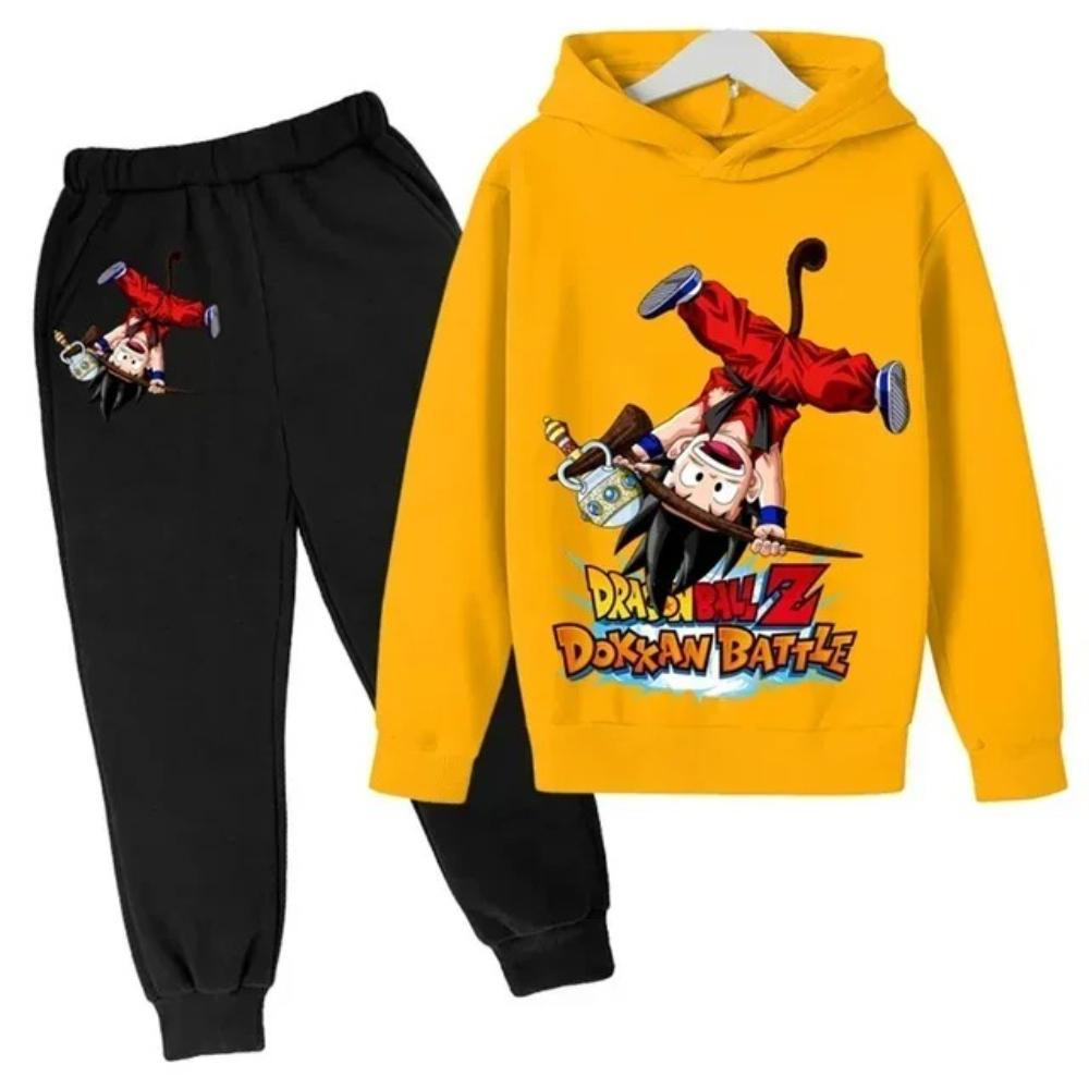 2025 Dragon Ball Z Hoodie Kinder Frühling Sportbekleidung Jungen und Mädchen Goku Sweatshirt Jungen Kleidung Mädchen Set Hoodie Hosenanzug Kinder