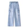 Jeans Herren Arbeitshose Amerikanische Dreidimensionale Mehrfach-Taschen Gewaschene Retro Weitbein-Hose