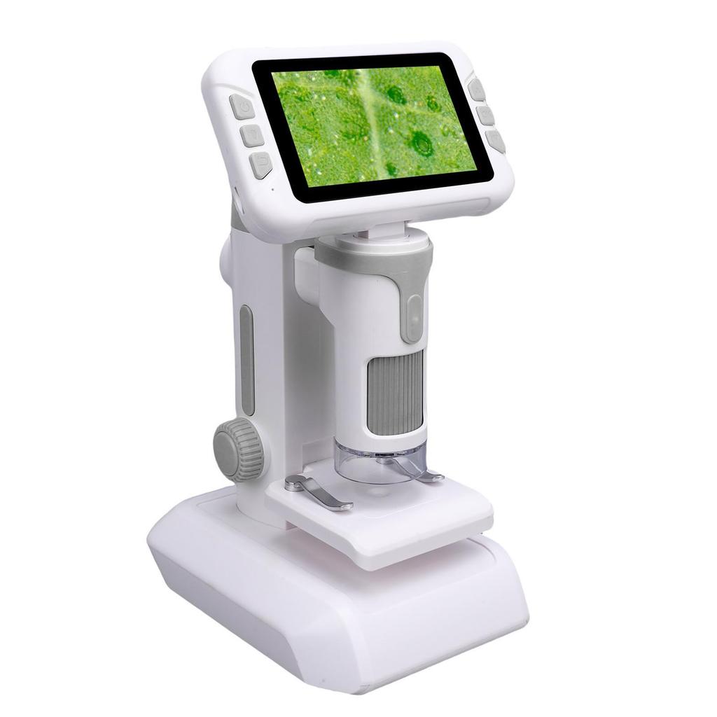 Kids Microscope 1600X 4 Inch LCD Screen Handheld Desktop Digital Microscope with LED Light for Education Gray