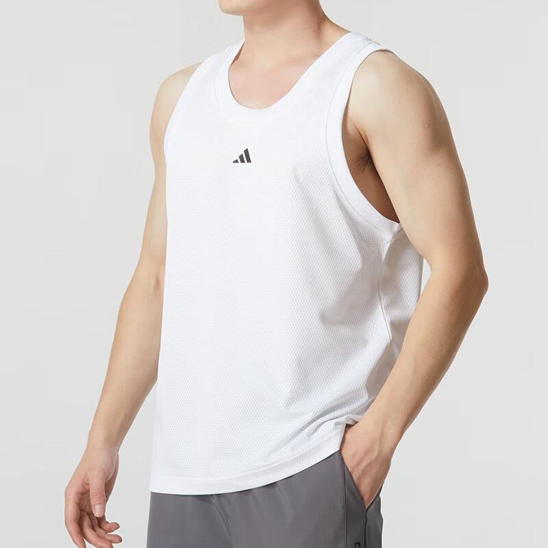 Adidas Solid Color Basketball Sports Training Sleeveless Vest Men Tops White IX8132