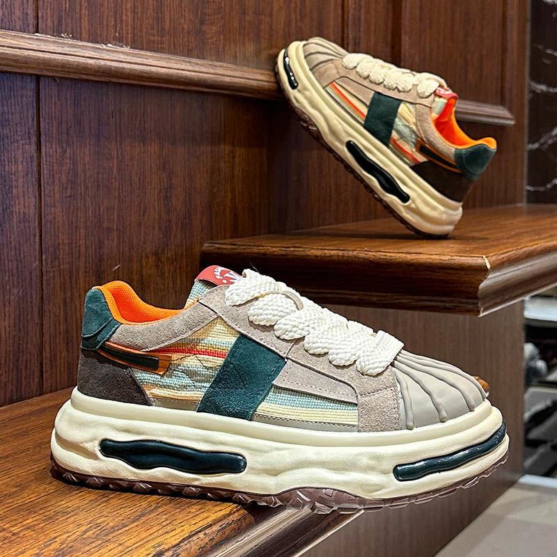 

Leather Casual Mens Flat Shoes Designer Brand Campus Youth Student Skateboard Shoes Outdoor Thick Bottom Wear-resistant Sneakers 39 хаки