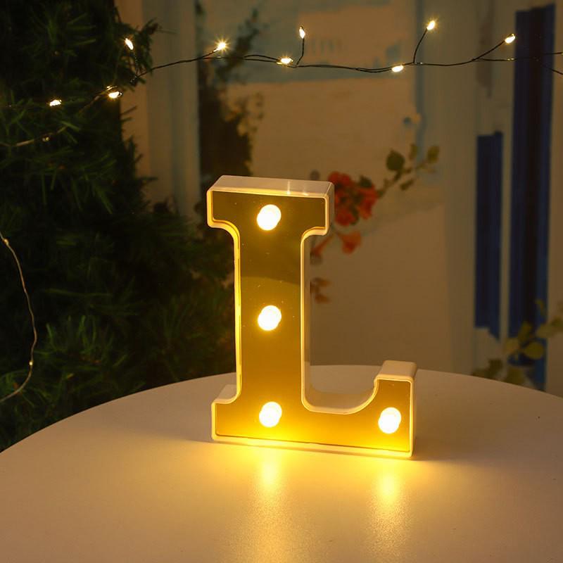 Gold LED Mirror Letter Lights - Romantic Birthday and Festive Décor