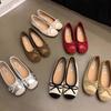 Evening wind gentle butterfly ladyshoes ballet flats French retro soft sole silver single shoes spring and summer small fragrant wind women's shoes
