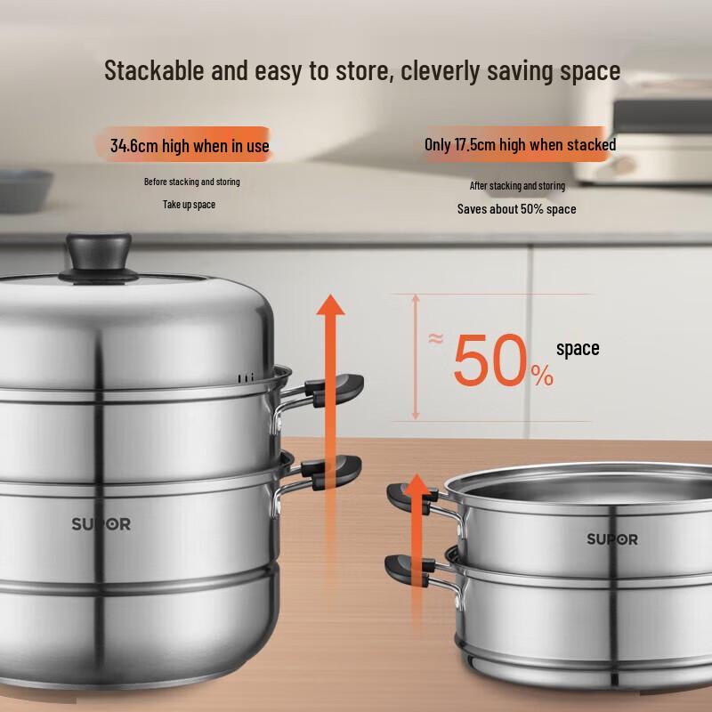 Supor Stainless Steel Double-Layer Steamer Soup Pot