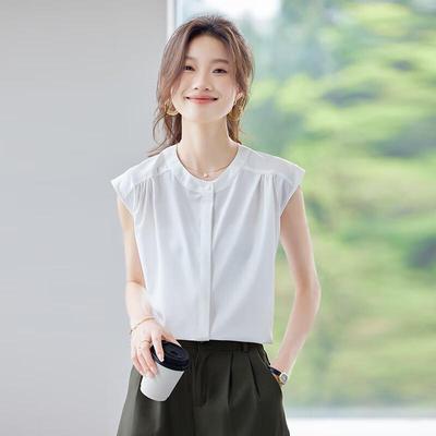 Elegante ärmellose Damenbluse mit Rundhalsausschnitt