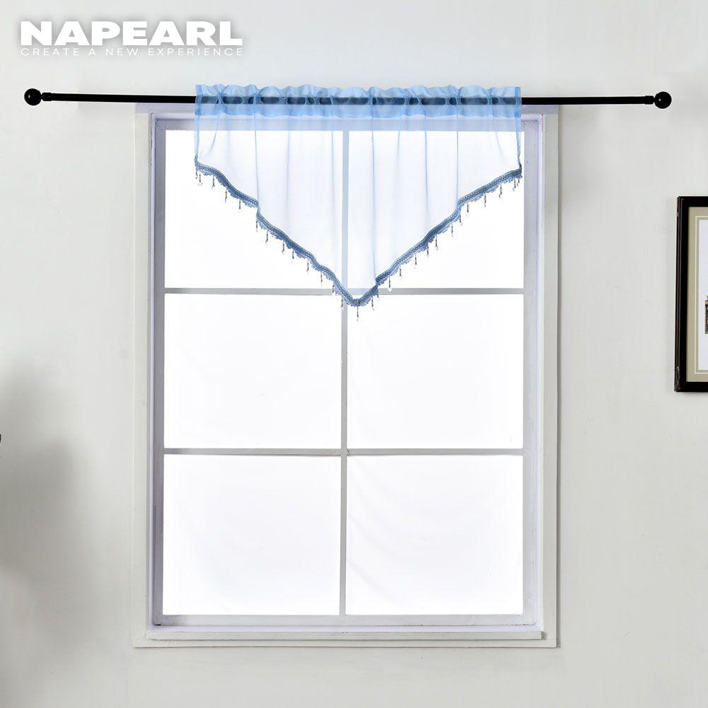 

1 шт. Napearl ярких цветов, декоративная занавеска с балдахином, прозрачная занавеска для кухни, спальни, короткая тюлевая занавеска для домашнего декора W130 x L60 синий
