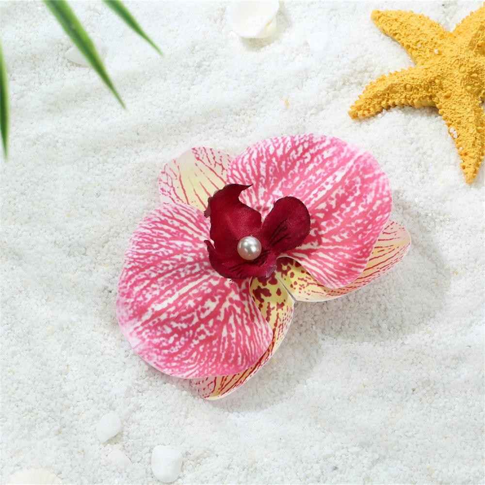 Korean Style Orchid Flower Hairpin Pearl Duckbill Clip Elegant Seaside Vacation Headwear  Daily