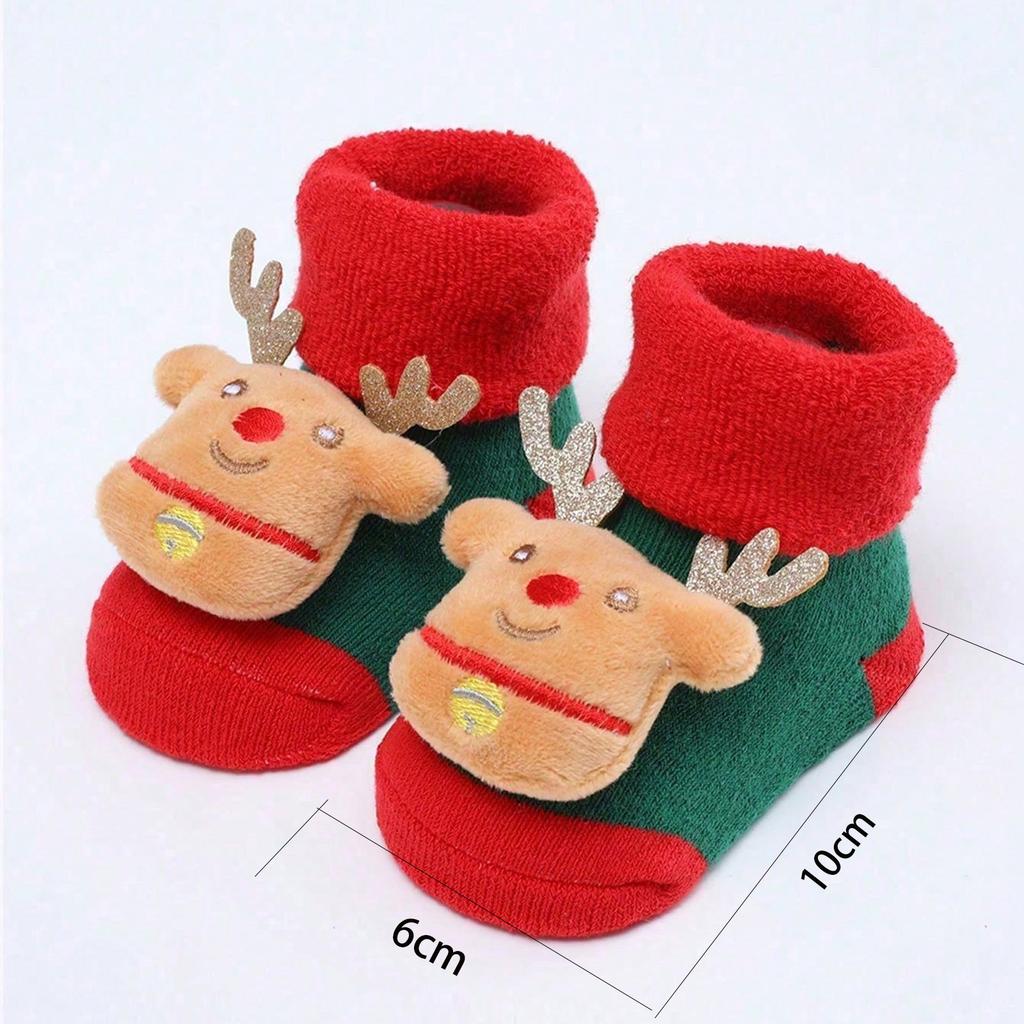 Cute Santa Claus Doll Knitted Baby Socks Newborn Toddler Soft Snowman Deer Warm Floor Socks Girls Infant Boys Mid Socks New