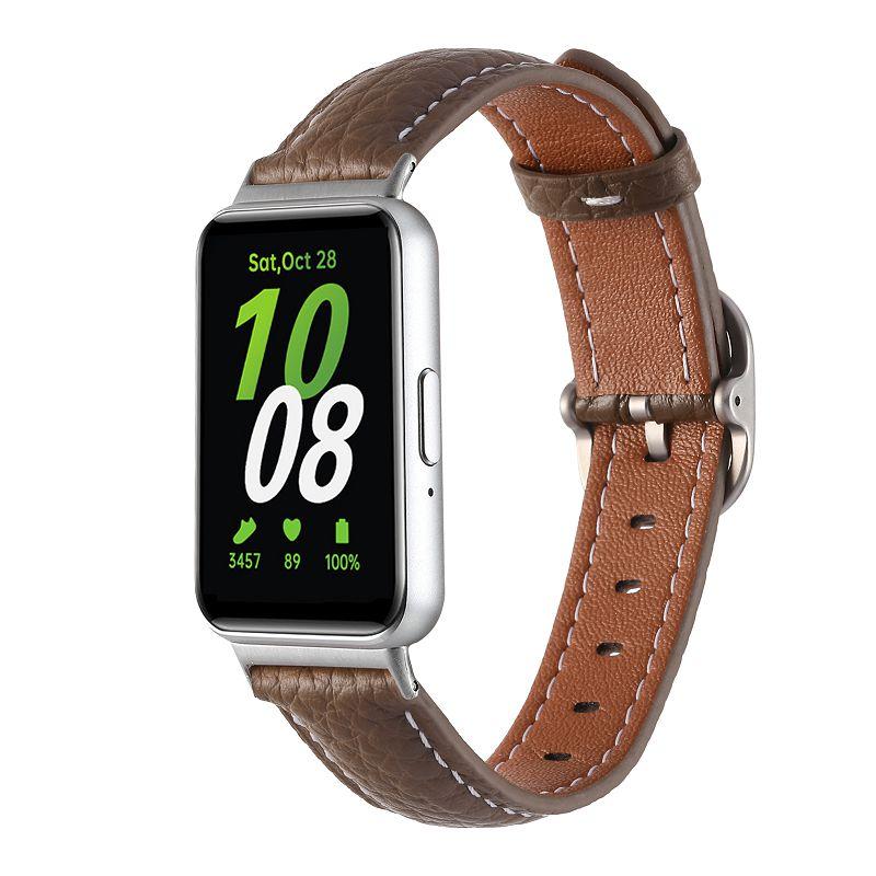 

Leather Bands for Samsung Galaxy Fit 3 Smartwatch Wristband Genuine Leather Strap Thin Watch Bracelet for Galaxy Fit3 Band Galaxy Fit 1 кавовий