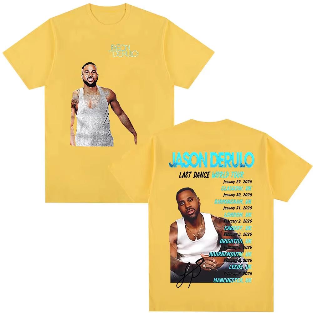 Jason Derulo Last Dance Tour 2026 graphics Cotton shirt unisex Y2k Hip hop Style Retro Summer Unisexs Short sleeve Tshirt fan gift