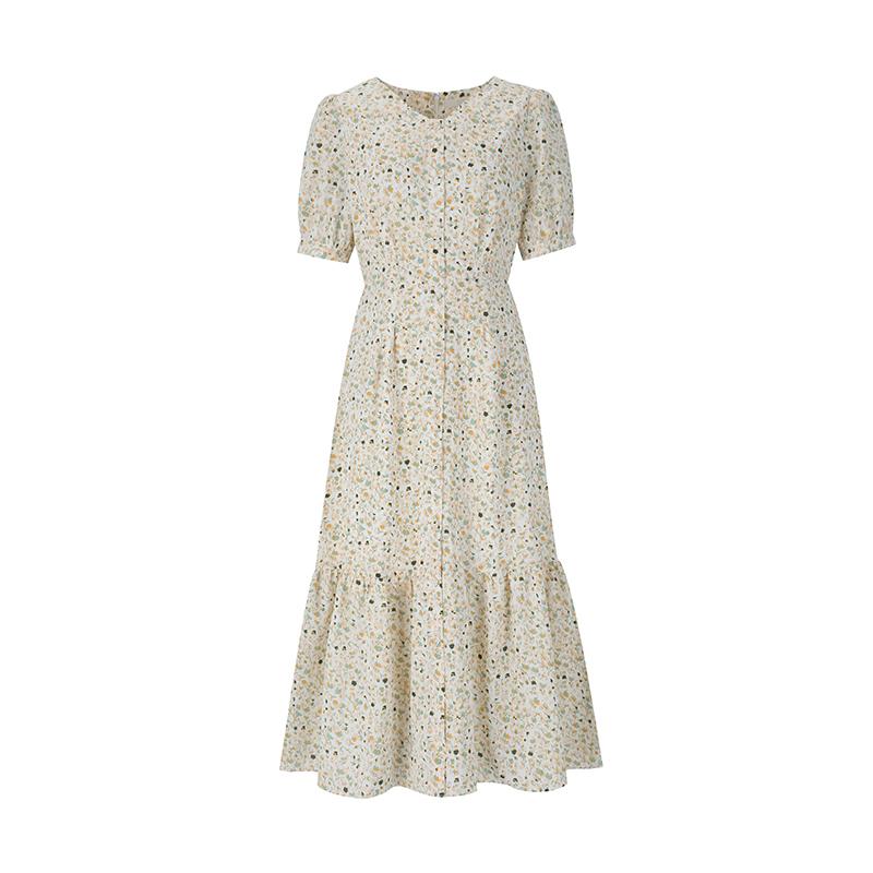 VISITINNEWYORK V-Neck Puff Sleeve Tiered Short Sleeve Dress (Vz5Op39)