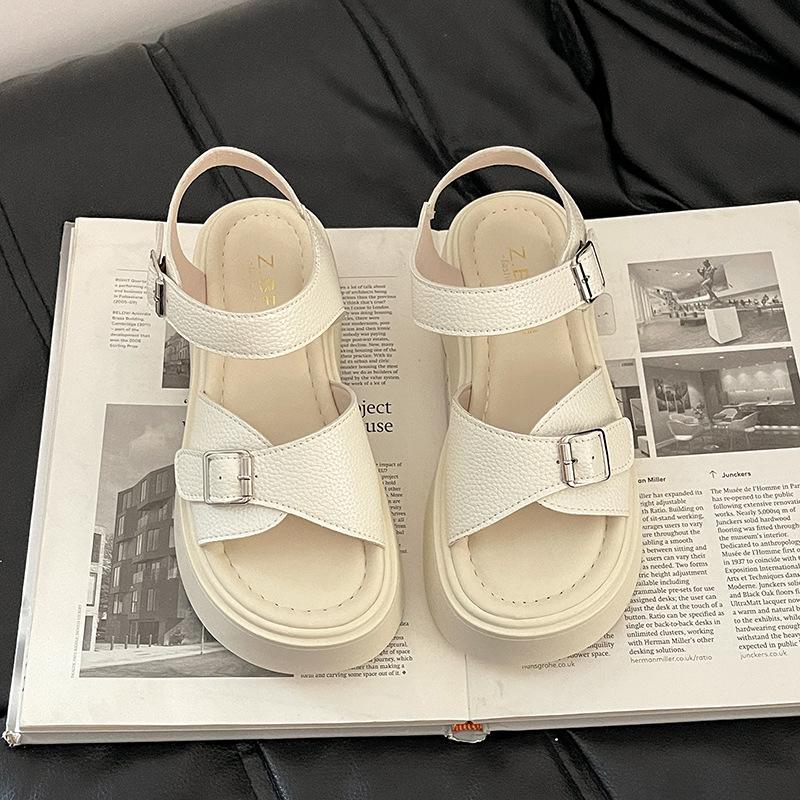 Versatile casual platform Roman sandals girls summer Korean version fashion Velcro soft-soled beach slope heel cool slippers
