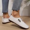 2024 Sommer Damen Weiches Leder Slipper Ballerinas, Runde Zehenpartie, Übergrößen verfügbar