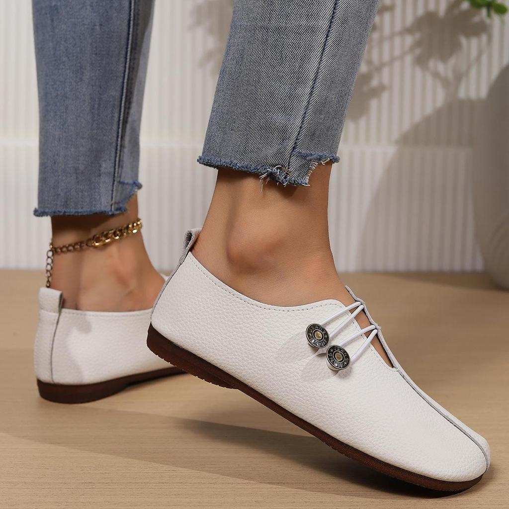 2024 Sommer Damen Weiches Leder Slipper Ballerinas, Runde Zehenpartie, Übergrößen verfügbar