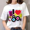 Love 80 3D printed T-shirt for women, summer O-neck short sleeved oversized top, casual T-shirt, loose streetwear Harajaku