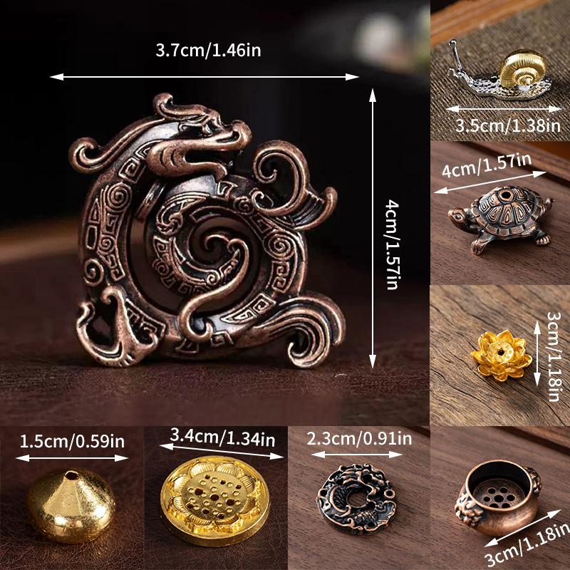 Incense Stick Holder Dragon Turtle Incense Burner Alloy Snail Statue Sculpture Mini Ornaments Brass Bronze Lotus Tabletop Decor