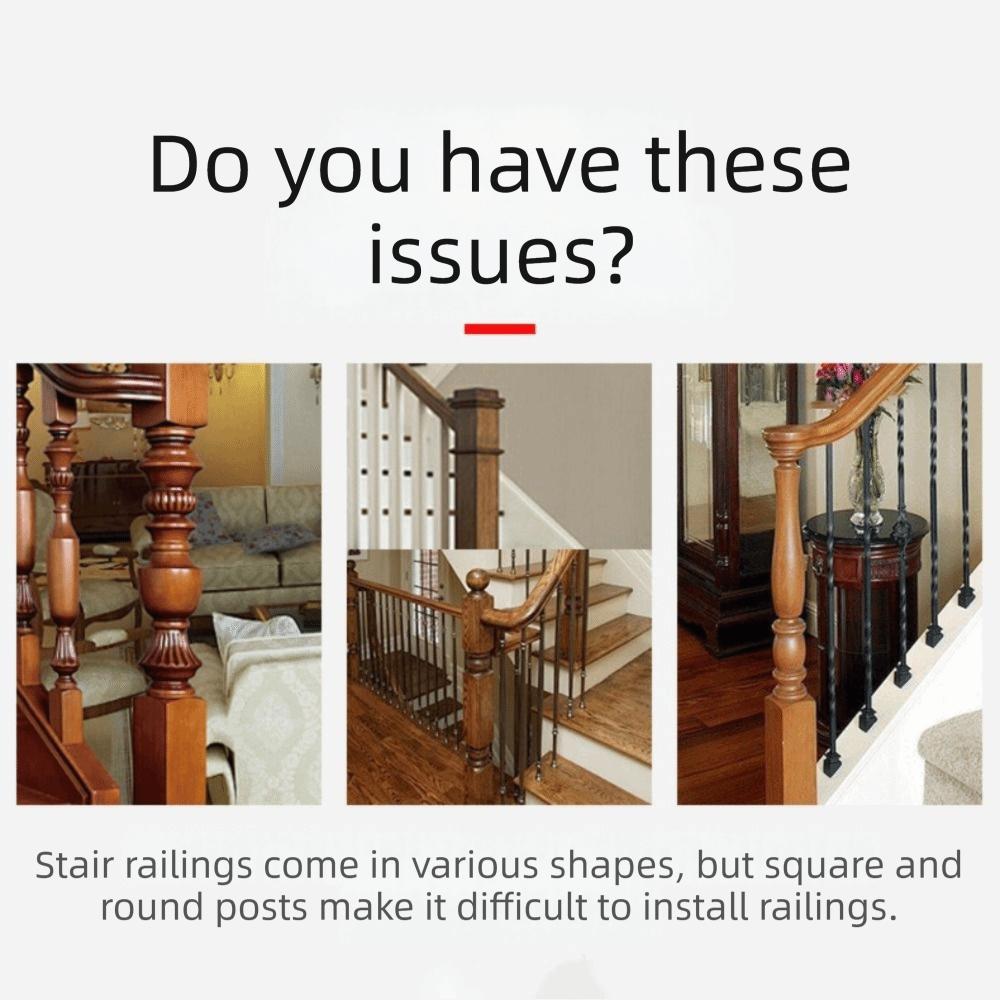 Kit de Montagem de Corrimão de Escada de 2 Peças em ABS Base de Montagem de Corrimão de Porta Compatível com Pilares Redondos/Quadrados de 2-3,5 polegadas