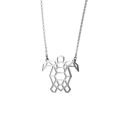 Turtle Turtle 925 Silver Necklace Origami Animal Jewelry Geometallic Silver Plated