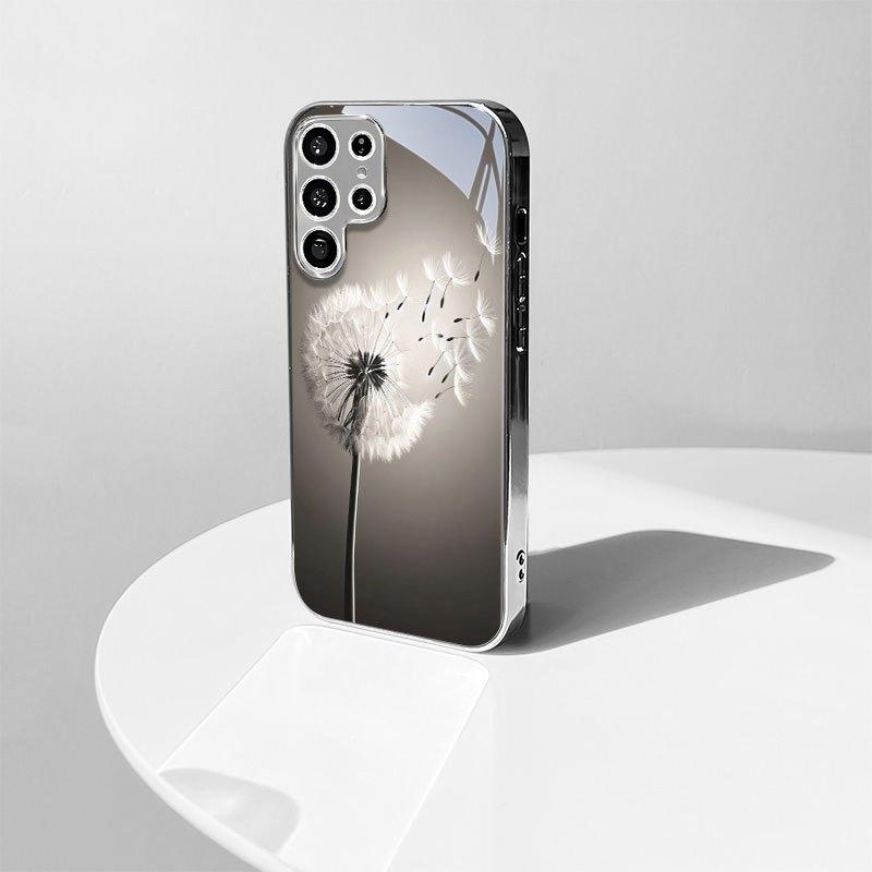 Lehké nadýchané bílé pampelišky pokovené stříbrem pouzdro na telefon Pro Samsung Galaxy S26 S25 Edge S24 S23 FE S22 Ultra S20 S21 5G kryt