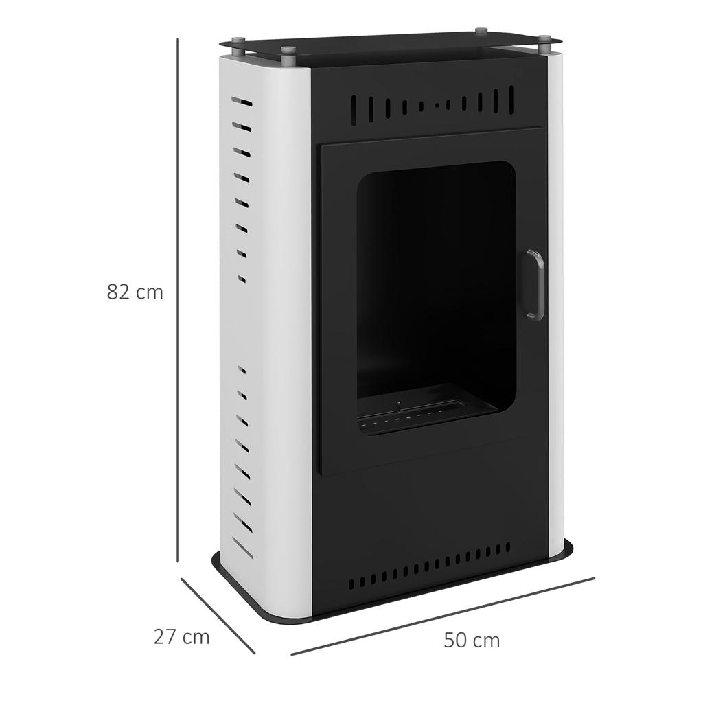 Ethanol fireplace with a 1.2L tank, burning duration of 3 hours, coverage of 20 to 25 m², 50 x 27 x 82 cm, black