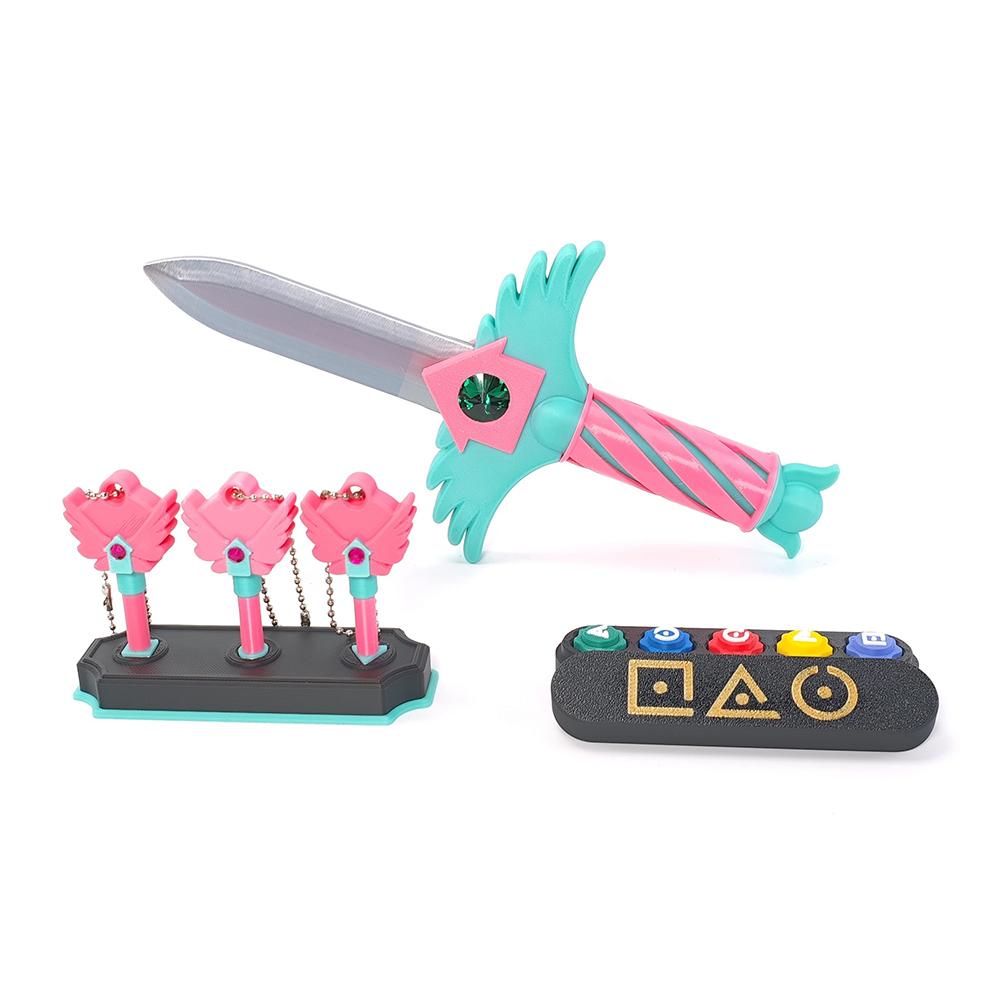 Season 3 Korean Traditional Game Squid Necklace 3D Printed Cosplay Necklace Squid Keychain for TV Fans Family Parties Gifts