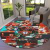 Portugal National Football Logo Round Area Rug,Carpet Rug for Living Room Bedroom Sofa Playroom Decor,Non-slip Floor Mat