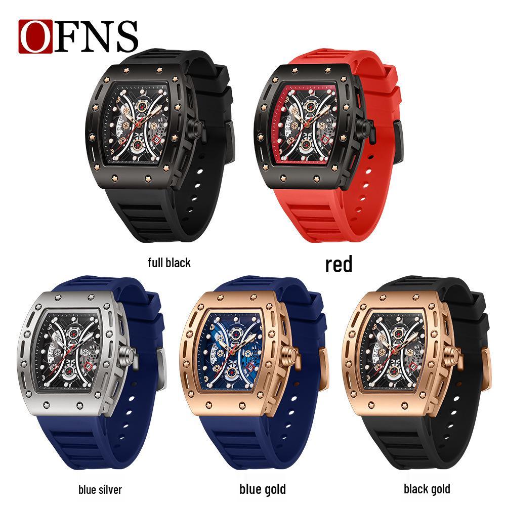 OFNS Luminous Barrel-Shaped Quartz Men's Watch - Waterproof with Calendar