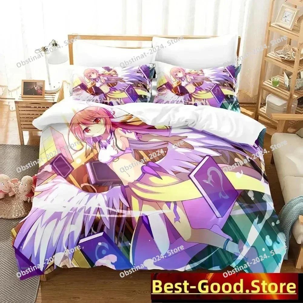 3D Druck Anime No Game No Life Bettwäsche Set Niedlicher Bettbezug Bettdecke Bettüberwurf mit Kissenbezug Twin Single Queen King Size Jungen Erwachsene