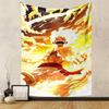 Fiery Warrior with Radiant Energy Burst Patterned tapestry home decor, suitable for bedroom and living room, gift