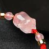 Pink Crystal Zodiac Bracelet: Rose Quartz, Red String Weave, Pig, Ox, Rat, Rabbit Charm - Perfect Gift for Girlfriend or Bestie