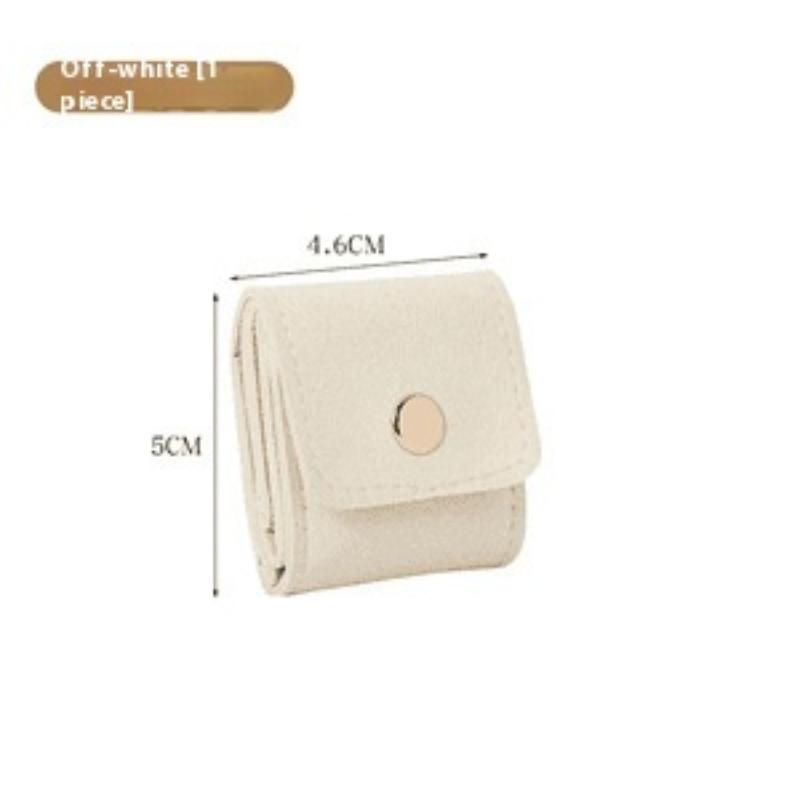 

Cute Small Microfiber Snap Closure Bags Jewelry Folding Storage Bags Stud Earring Ring Charm Necklace Organizer Gifts Pouches бежевый