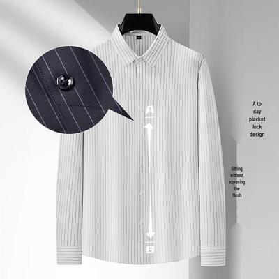 Men's Plus Size Ice Silk Striped Casual Shirt