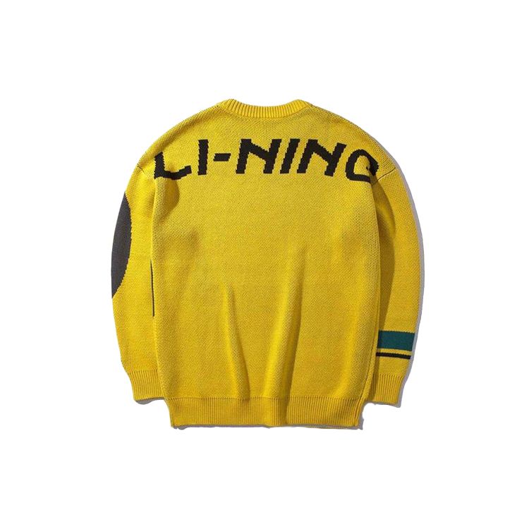 Suéter de Gola Redonda Folgado Li Ning X Disney Mickey Suéter Masculino Amarelo AMBP005-2