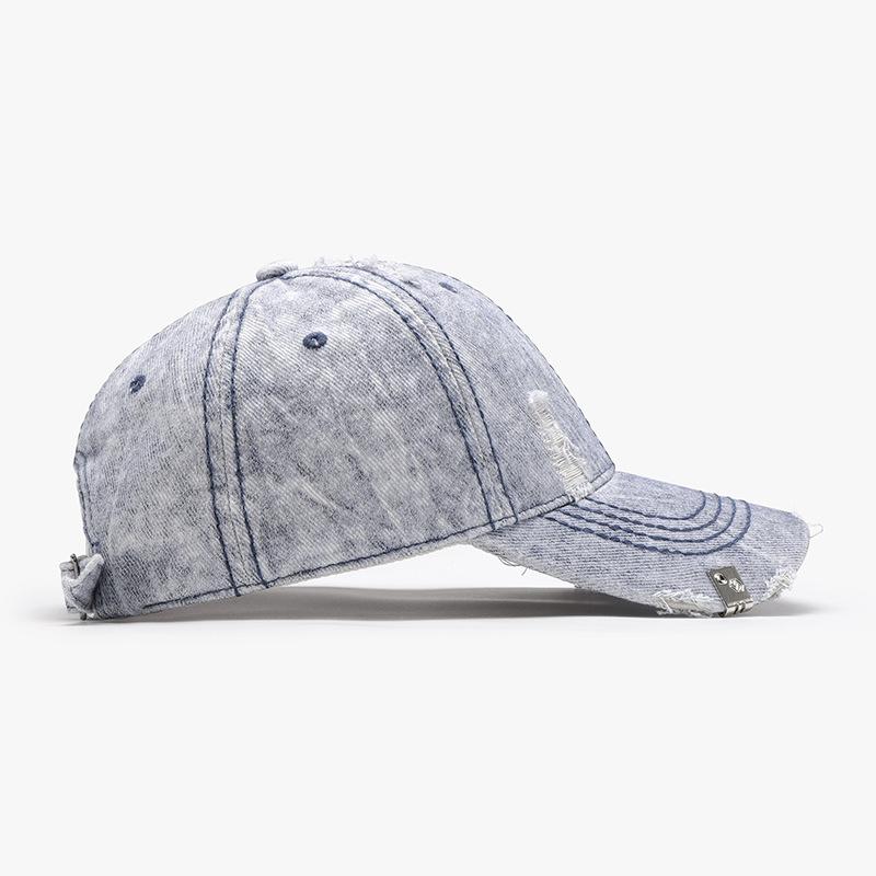 Custom Logo Distressed Baseball Cap Vintage Washed Ripped Cotton Dad Hat Frayed Brim Y2K Streetwear Sun Hat For Men Women