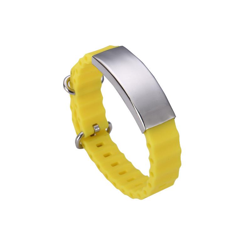 Engrave Logo Custom Name Bracelet Smooth Silicone Stainless Steel For Men Personality Jewelry