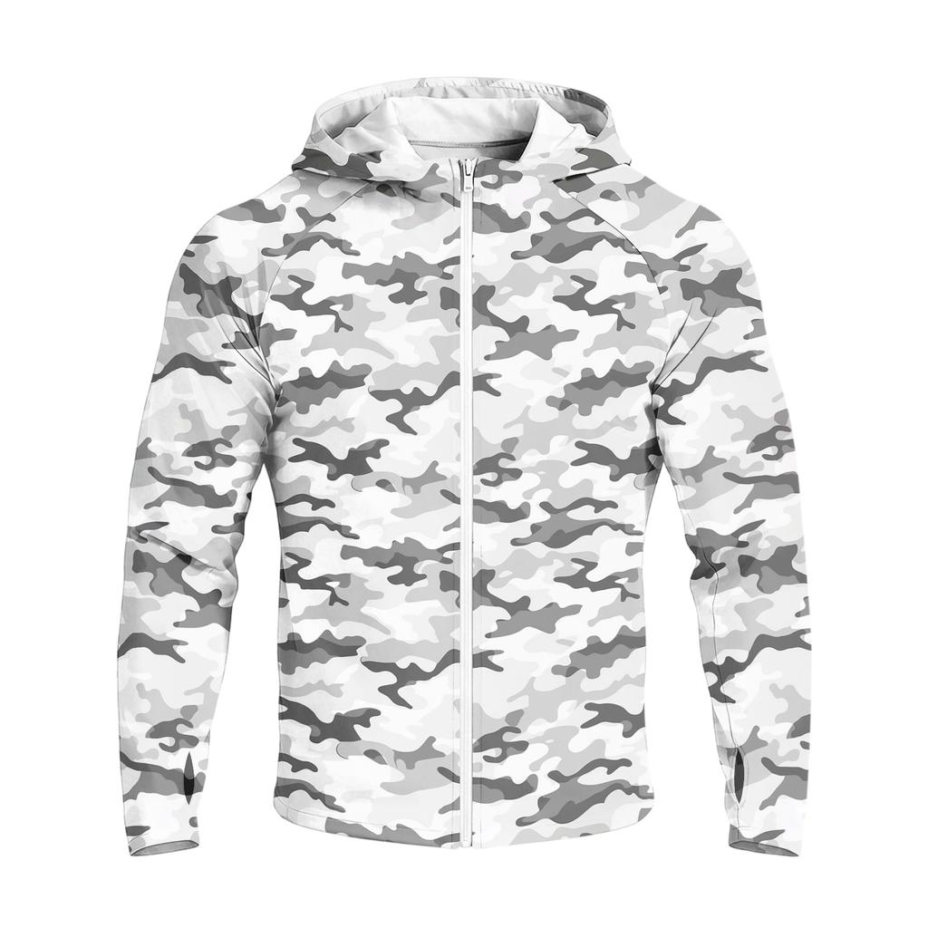Men's Casual Raglan Sleeve Hooded Long Sleeve Sun Protection Jacket Full Zip Lightweight Outdoor Sports Windbreaker