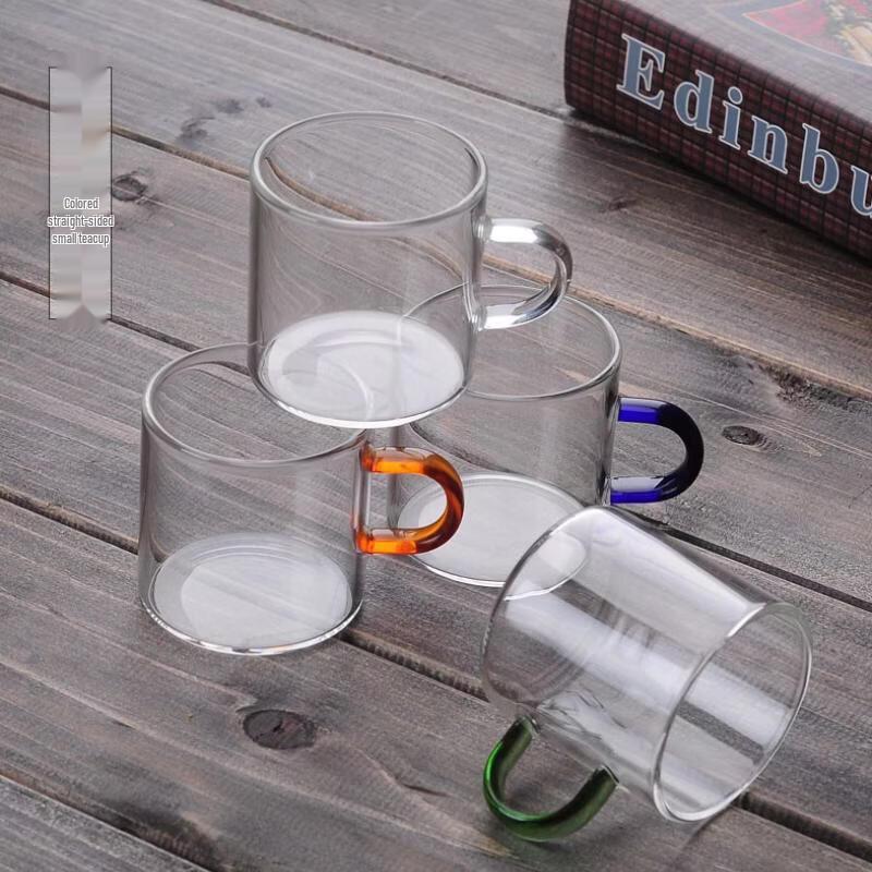 Handmade Colored Glass Teacup with Handle and Metal Infuser