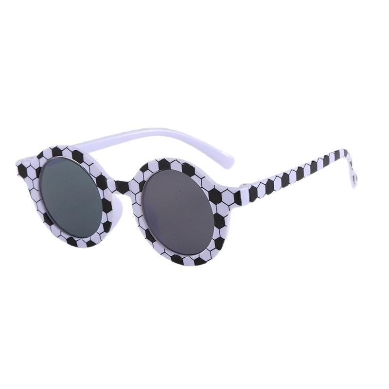 INS Style Kids' Round Frame Plaid Sunglasses with UV Protection