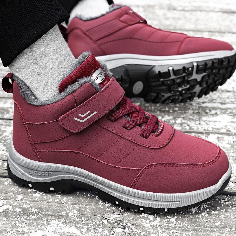 Cotton Shoes, Oversized Women's Boots, Velcro Snow Boots, Fleece and Thickened Cotton Boots