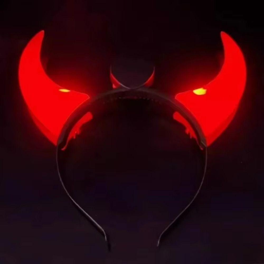 Bull Horns LED Headband Small/Medium Red Glowing Headband Durable Horn Headband  for Women Men