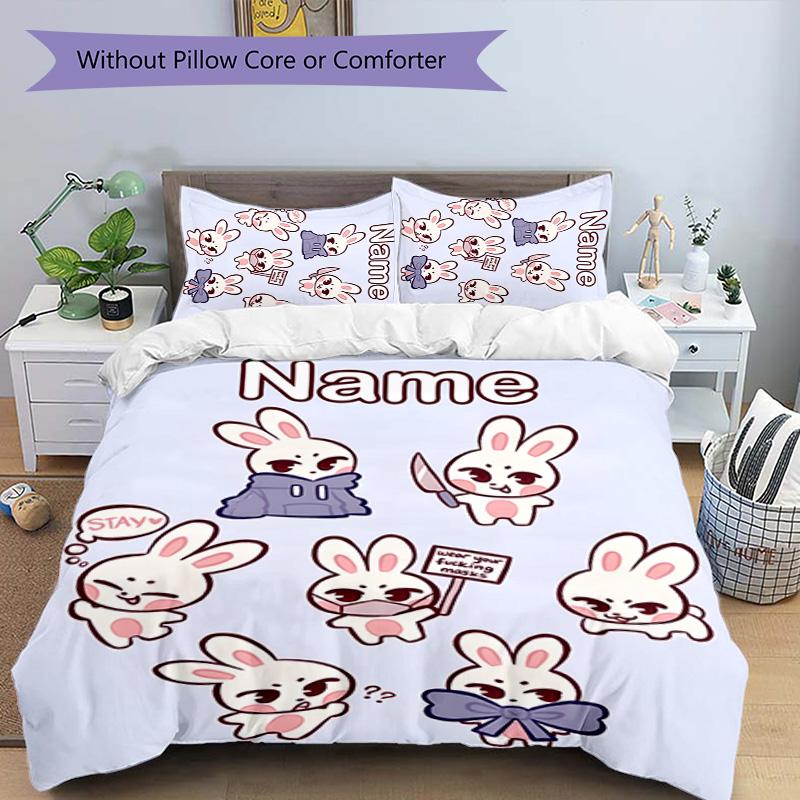 3pcs Kpop Team2 Cover Set - Personalized Name, HD Printed Bedding with 1 Cover and 2 Pillowcases - Perfect for Home Decor, Easy Care